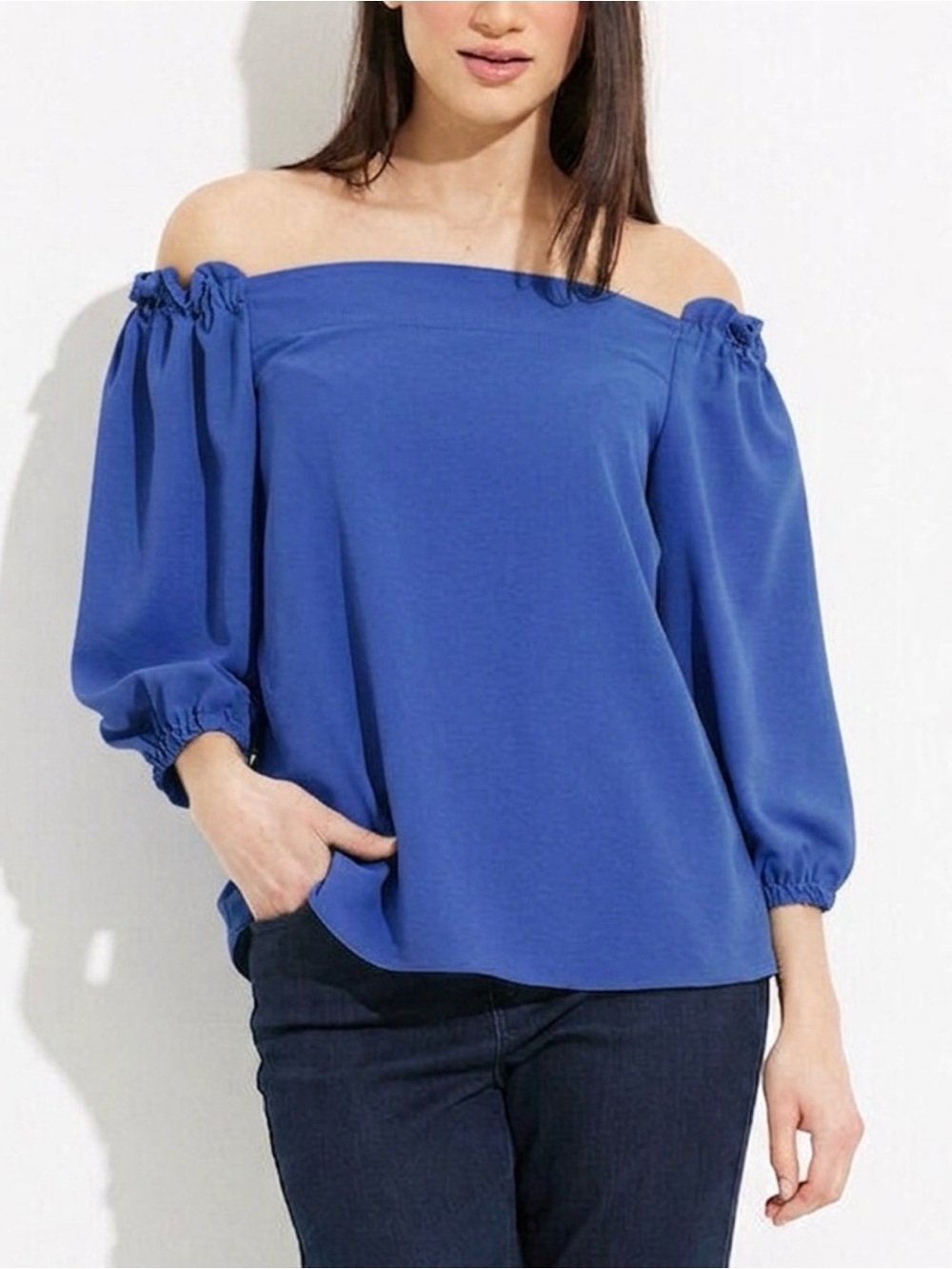 BLOW OUT SALE! Joseph Ribkoff Royal Blue Off-Shoulder Blouse